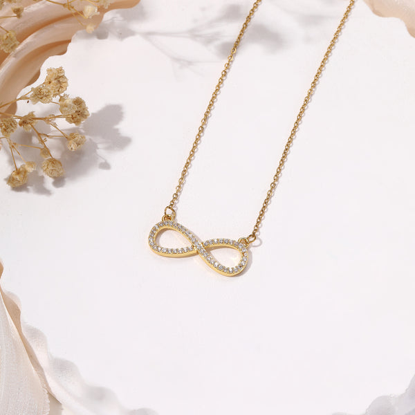 Infinity Mother's Love Golden Crystal Necklace and Ring set for Mother.