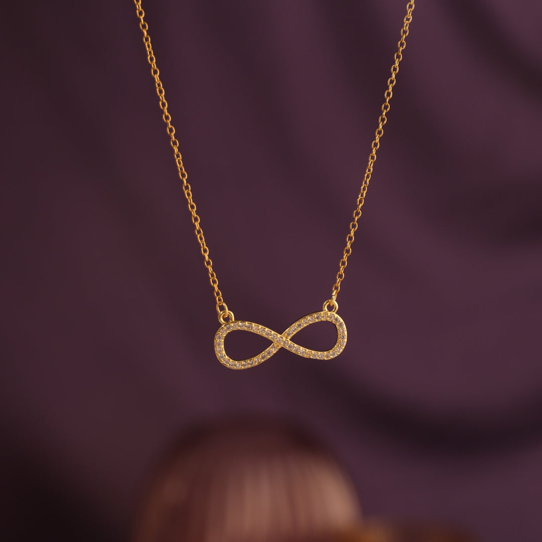 Infinity Love Golden Crystal Necklace - Salty Accessories