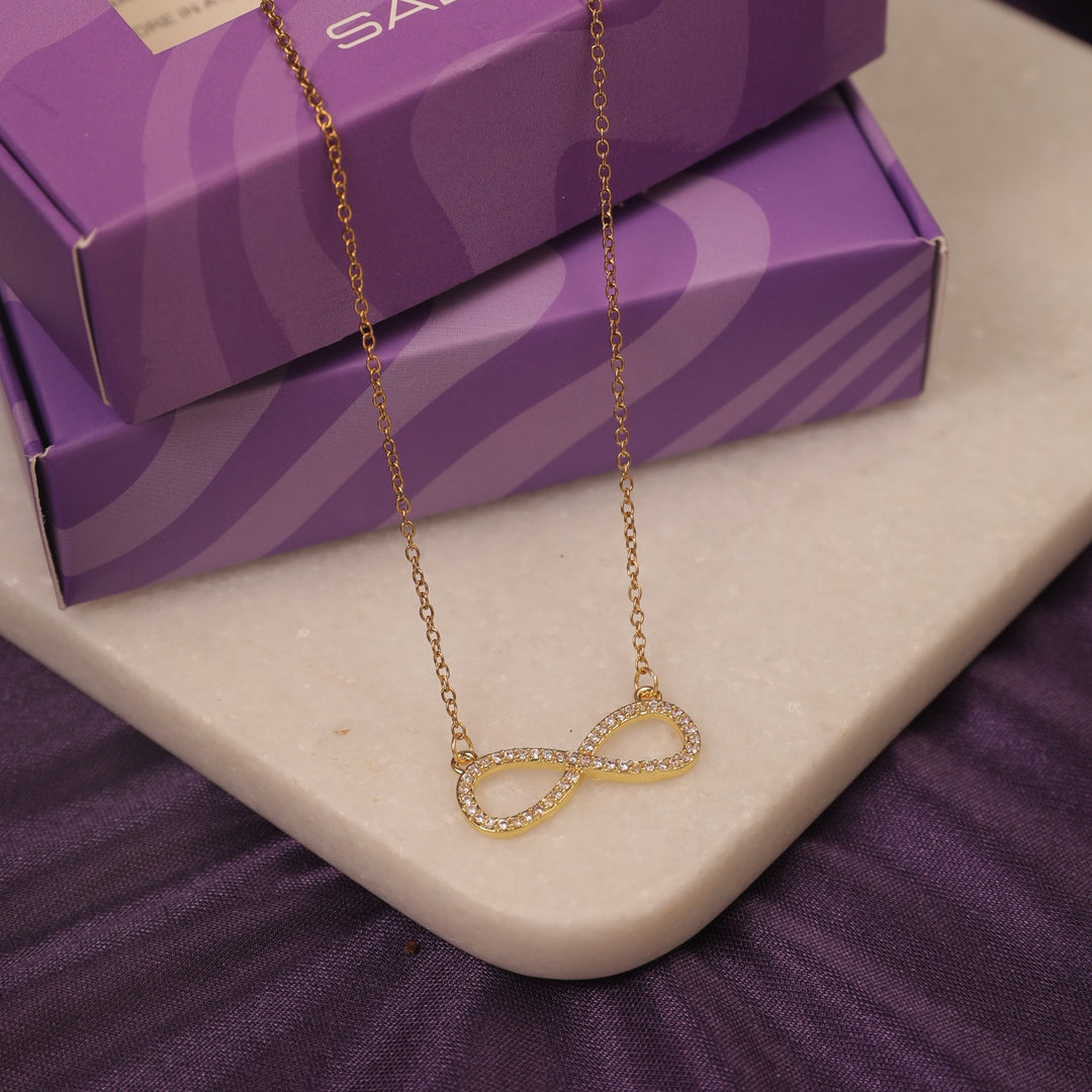 Infinity Love Golden Crystal Necklace - Salty Accessories