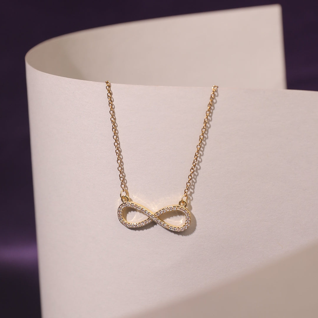Infinity Love Golden Crystal Necklace - Salty Accessories