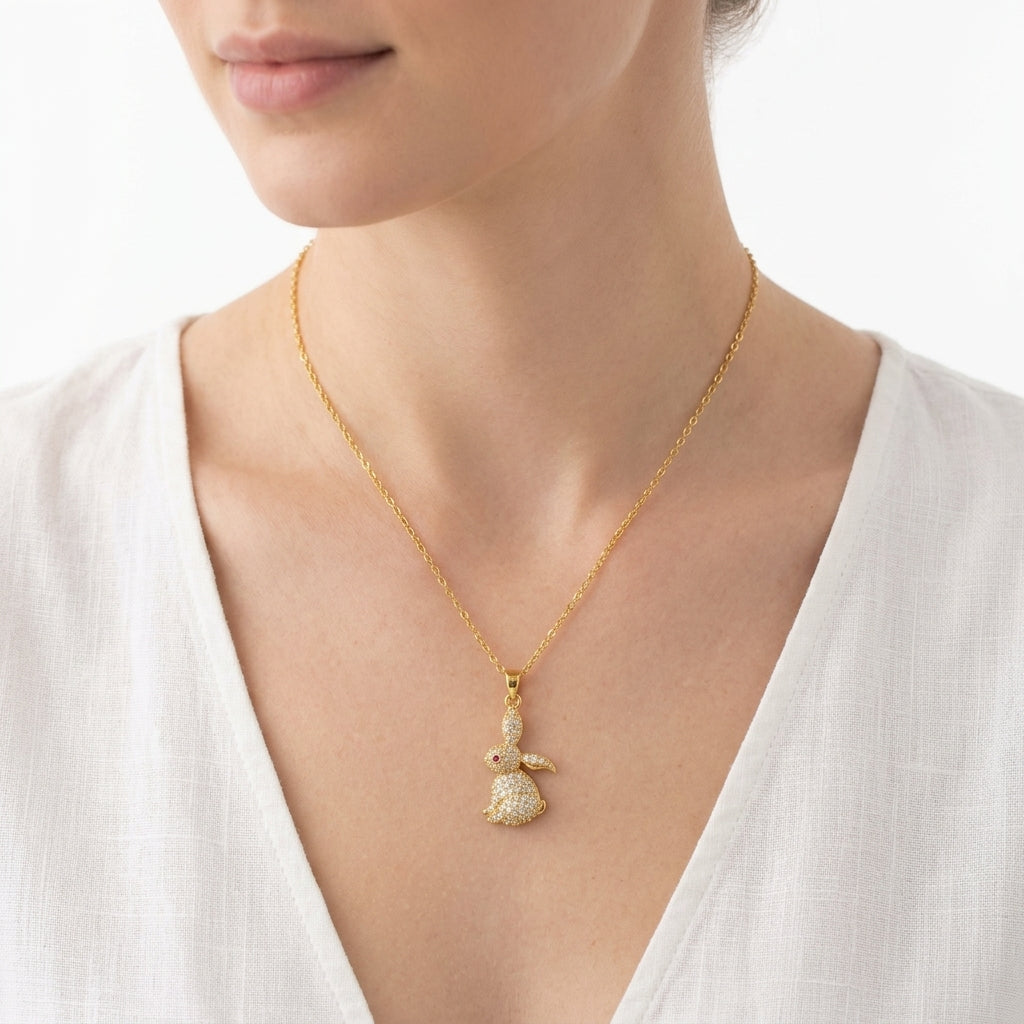 Golden Bunny Whimsy Necklace