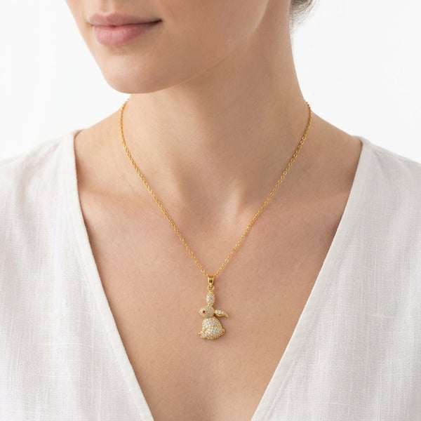 Golden Bunny Whimsy Necklace