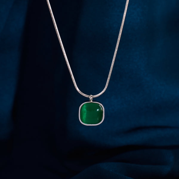 Enchanted Green Gem Silver Necklace