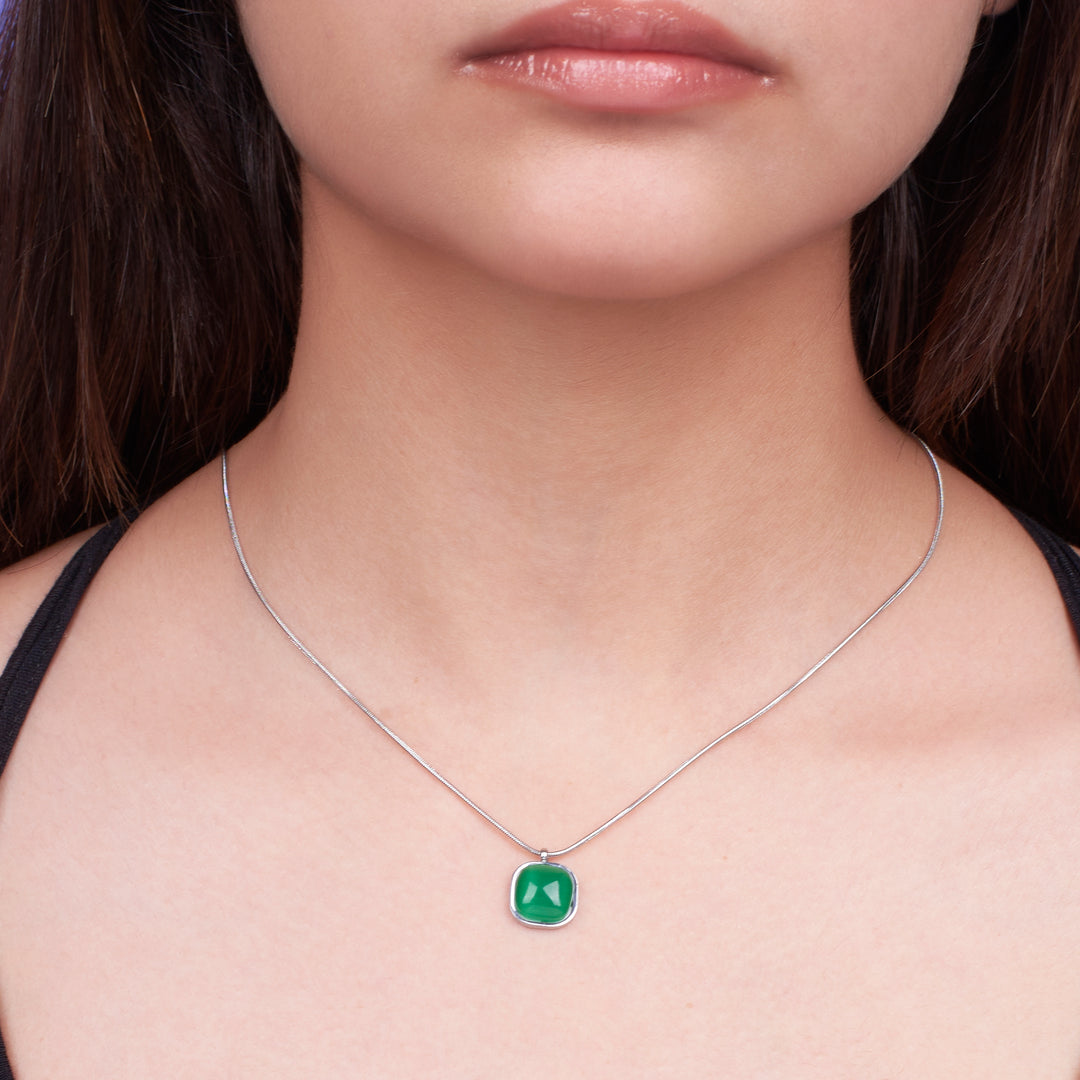 Enchanted Green Gem Silver Necklace - Salty Accessories