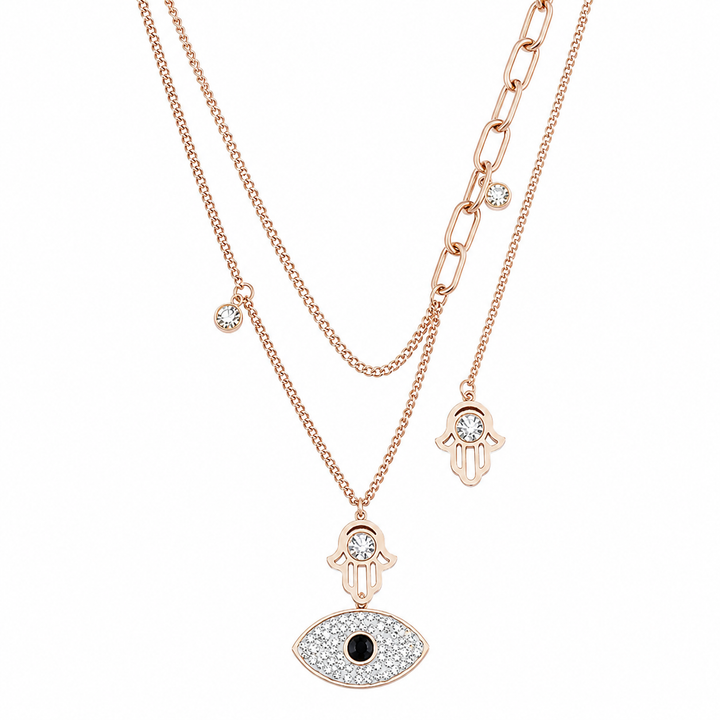 Gold Evil Eye Hamsa Layered Necklace