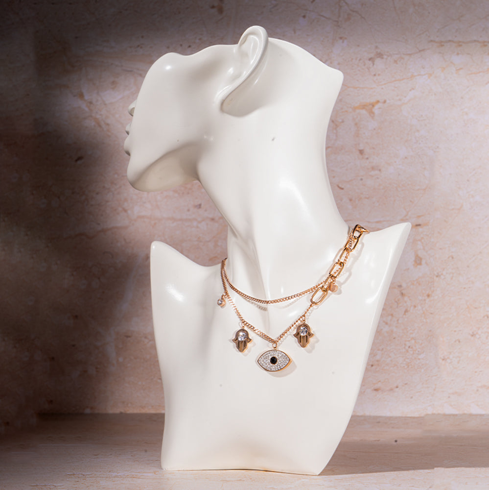 Evil Eye Hamsa Layered Necklace