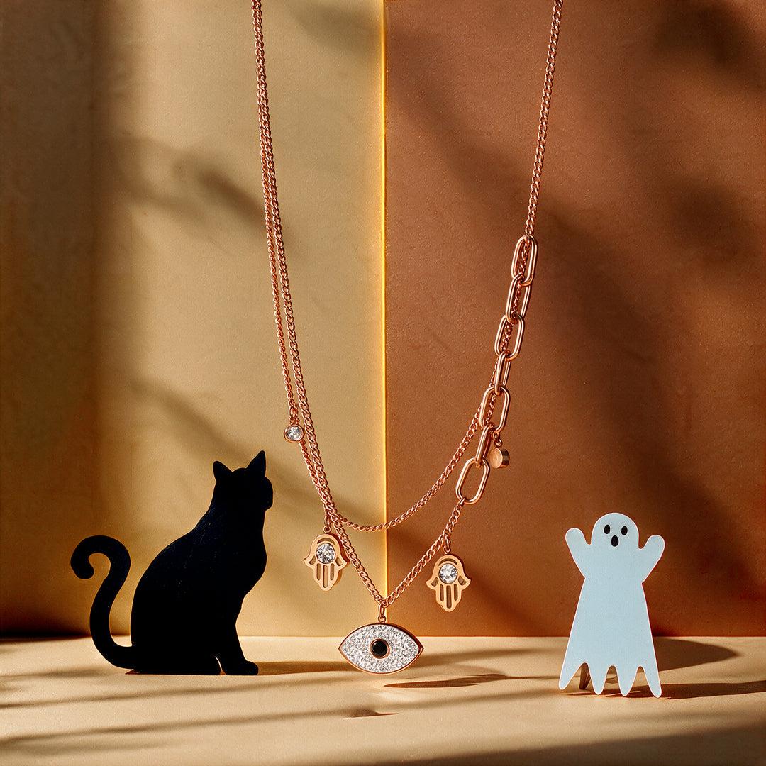 Evil Eye Hamsa Layered Necklace
