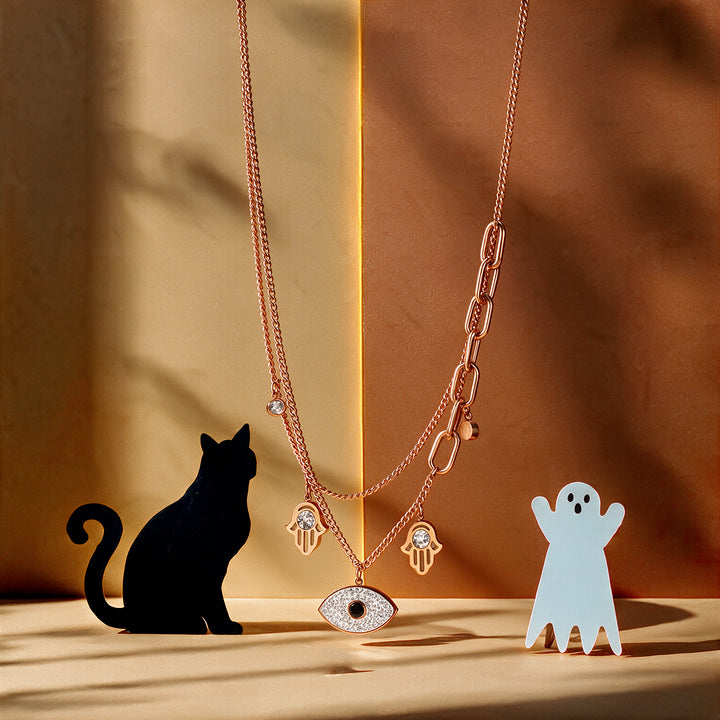 Evil Eye Hamsa Layered Necklace