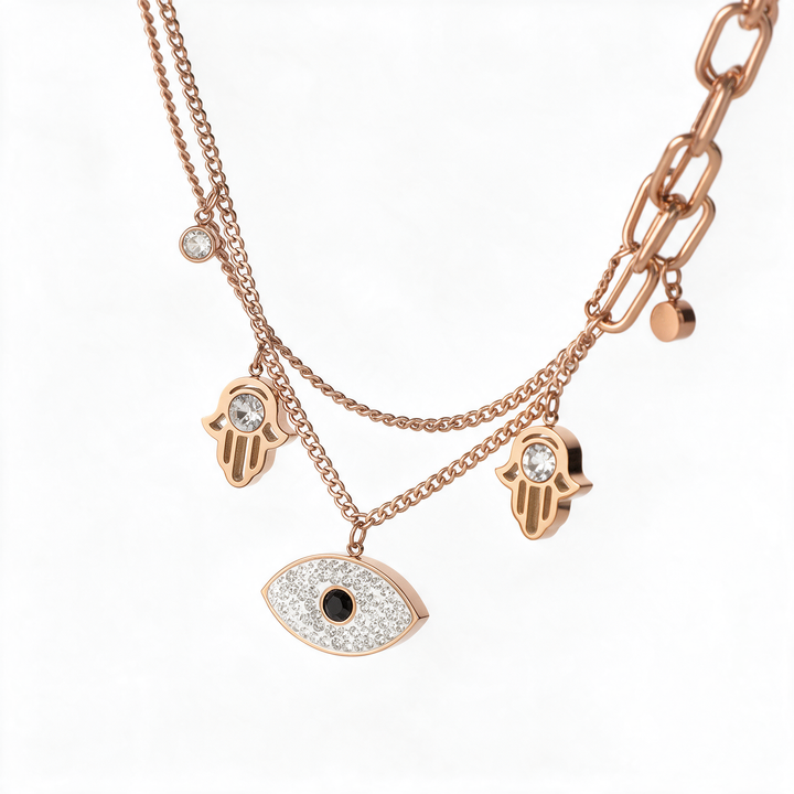 Evil Eye Hamsa Layered Necklace