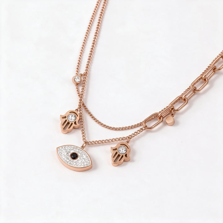 Evil Eye Hamsa Layered Necklace