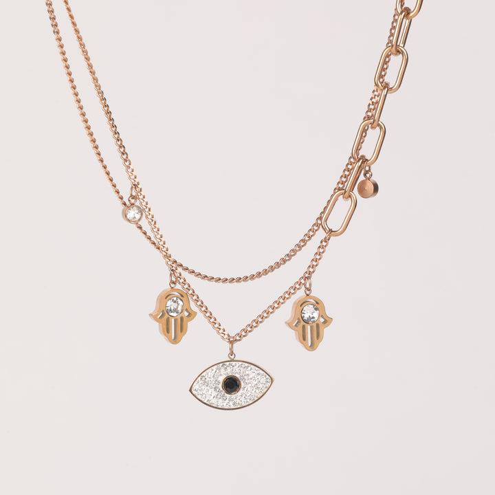 Evil Eye Hamsa Layered Necklace - Salty Accessories