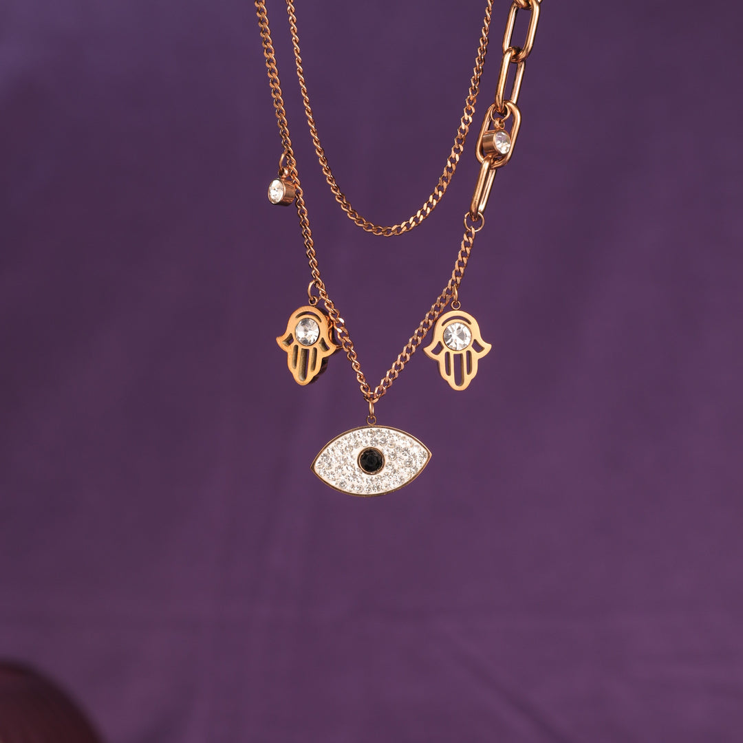 Evil Eye Hamsa Layered Necklace - Salty Accessories