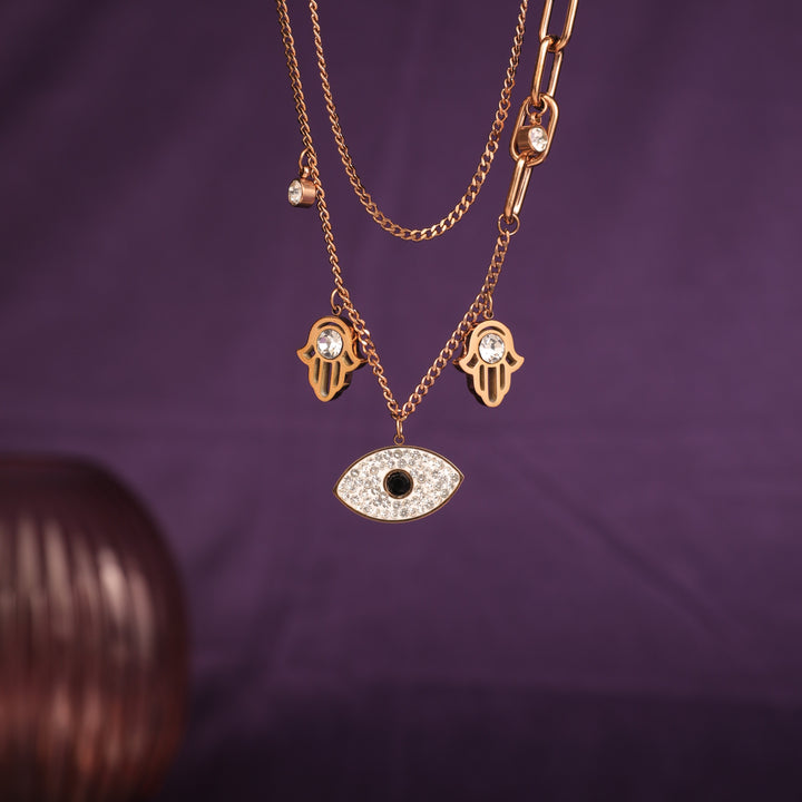 Evil Eye Hamsa Layered Necklace - Salty Accessories