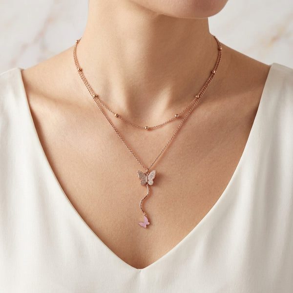 Dainty Winged Splendor Rose Gold Necklace