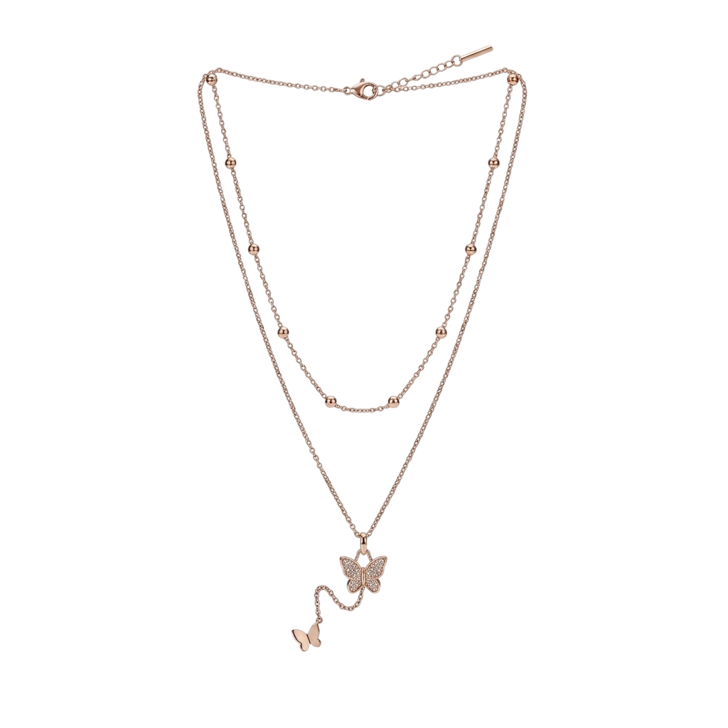 Dainty Winged Splendor Rose Gold Necklace