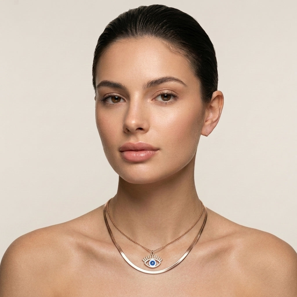 Nyx Evil Eye Necklace - Rose Gold