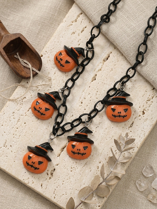 Halloween Pumpkin Black Necklace