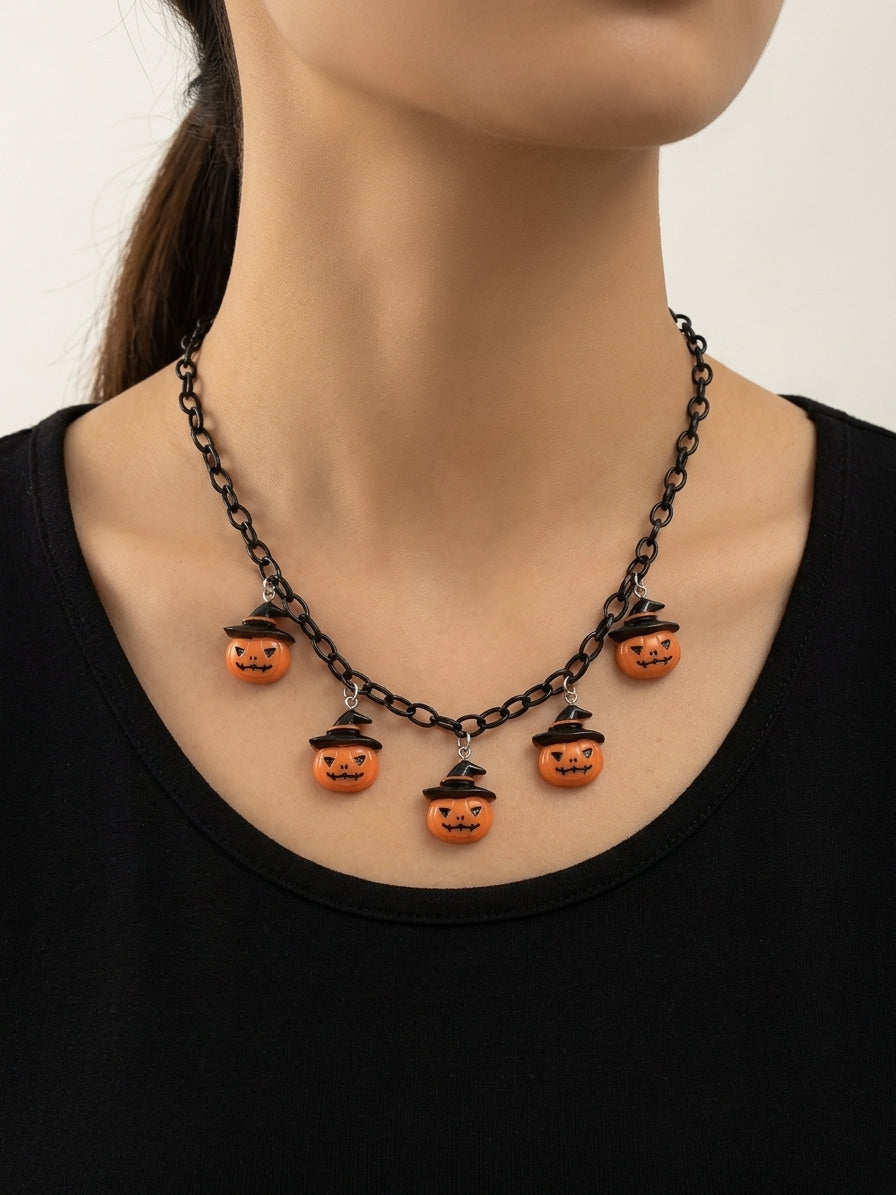 Halloween Pumpkin Black Necklace