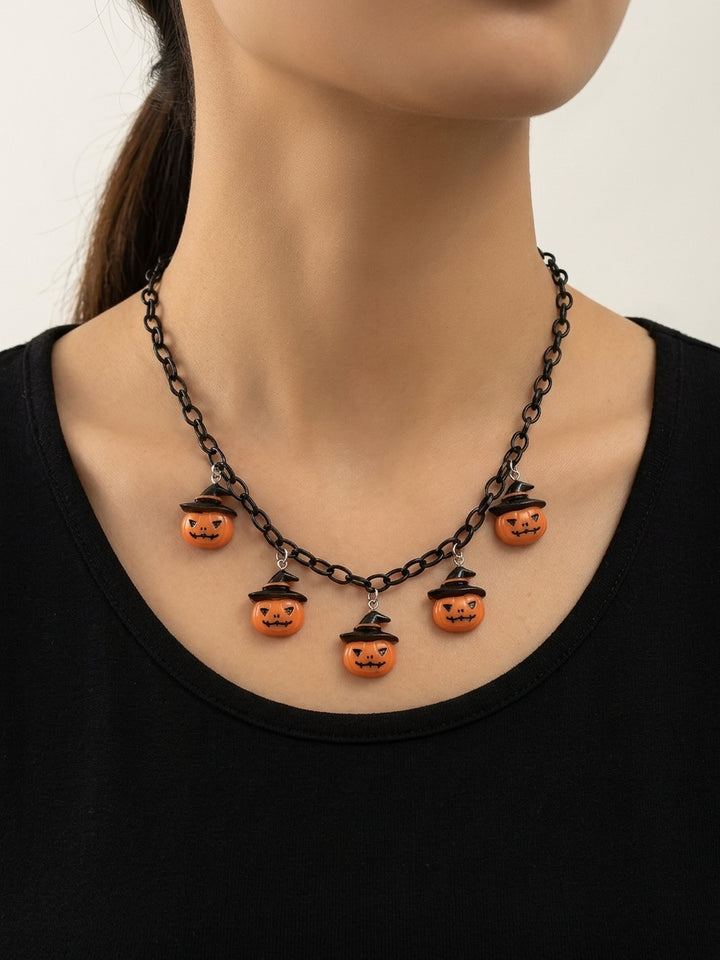 Halloween Pumpkin Black Necklace