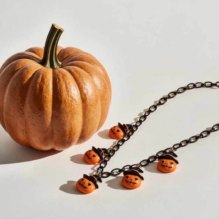 Halloween Pumpkin Black Necklace