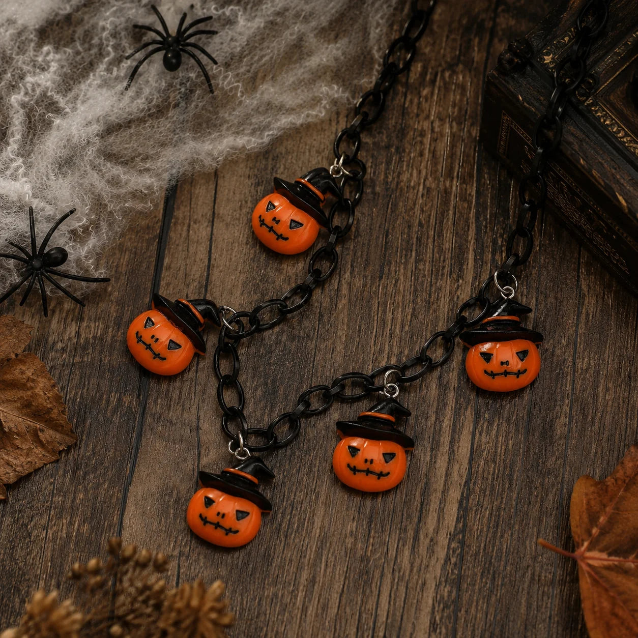 Halloween Pumpkin Black Necklace