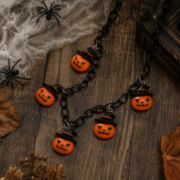 Halloween Pumpkin Black Necklace