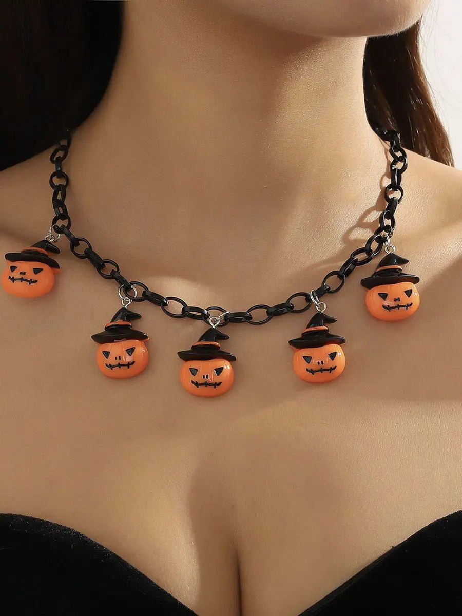 Halloween Pumpkin Black Necklace