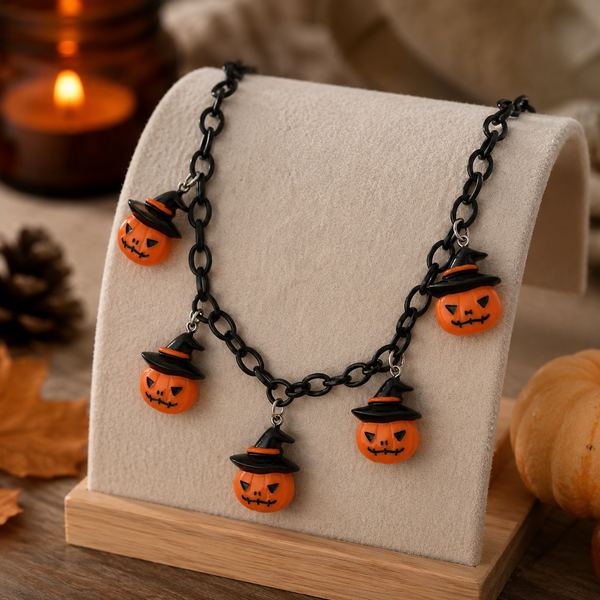 Halloween Pumpkin Black Necklace