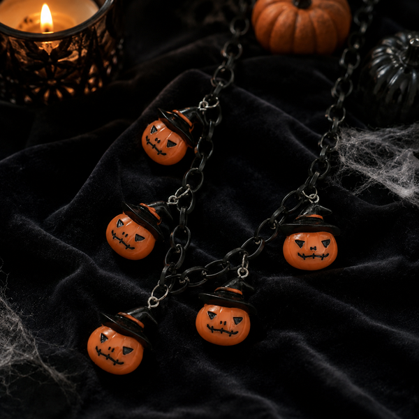 Halloween Pumpkin Black Necklace