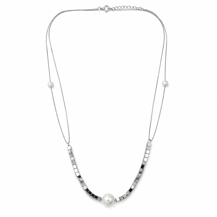 Shimmering Love Knot Pearl Necklace