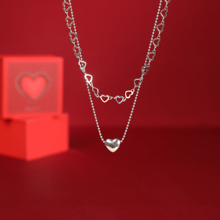 Falling In Love Silver Necklace With Valentine Box