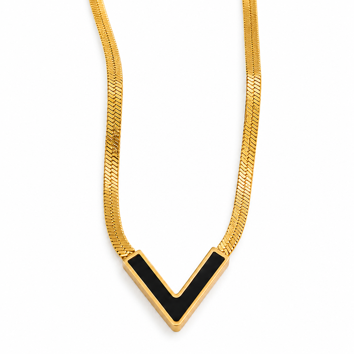 Vandal V Pendant Chain Necklace - Black