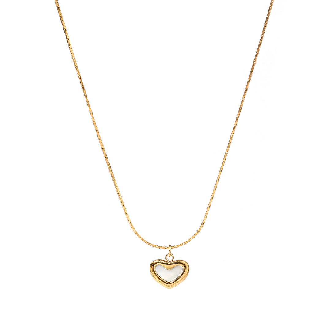 Pearl Heart Charm Gold Necklace - Salty Accessories