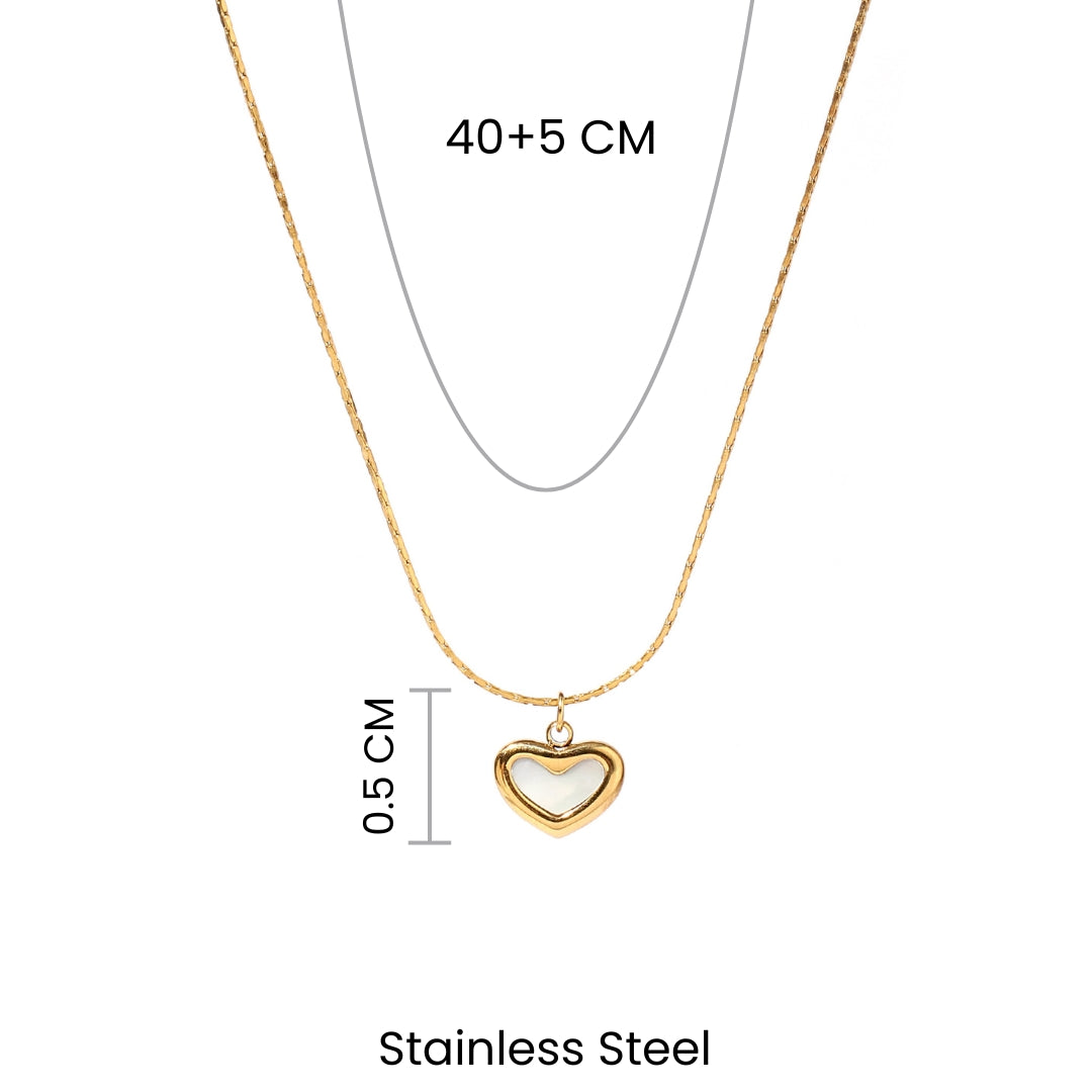 Pearl Heart Charm Gold Necklace - Salty Accessories