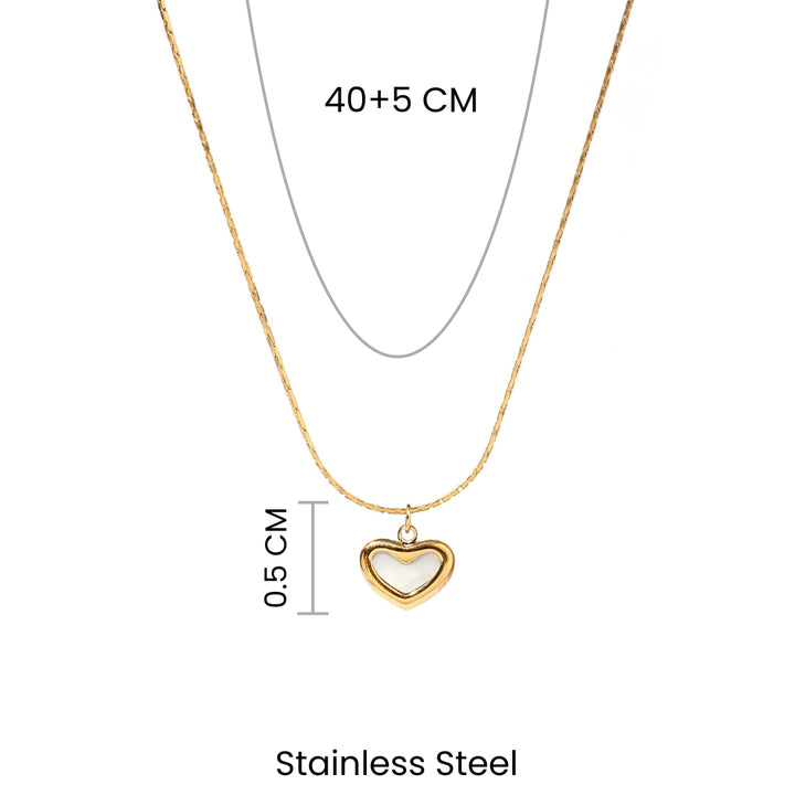 Pearl Heart Charm Gold Necklace - Salty Accessories