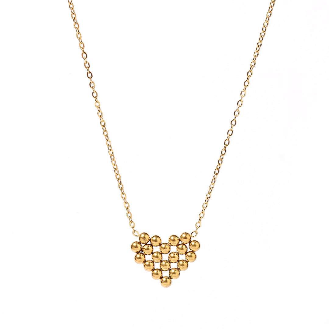 Pixilated Heart Gold Necklace