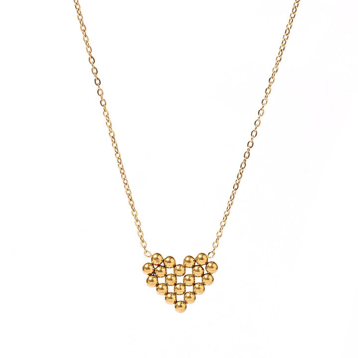 Pixilated Heart Gold Necklace