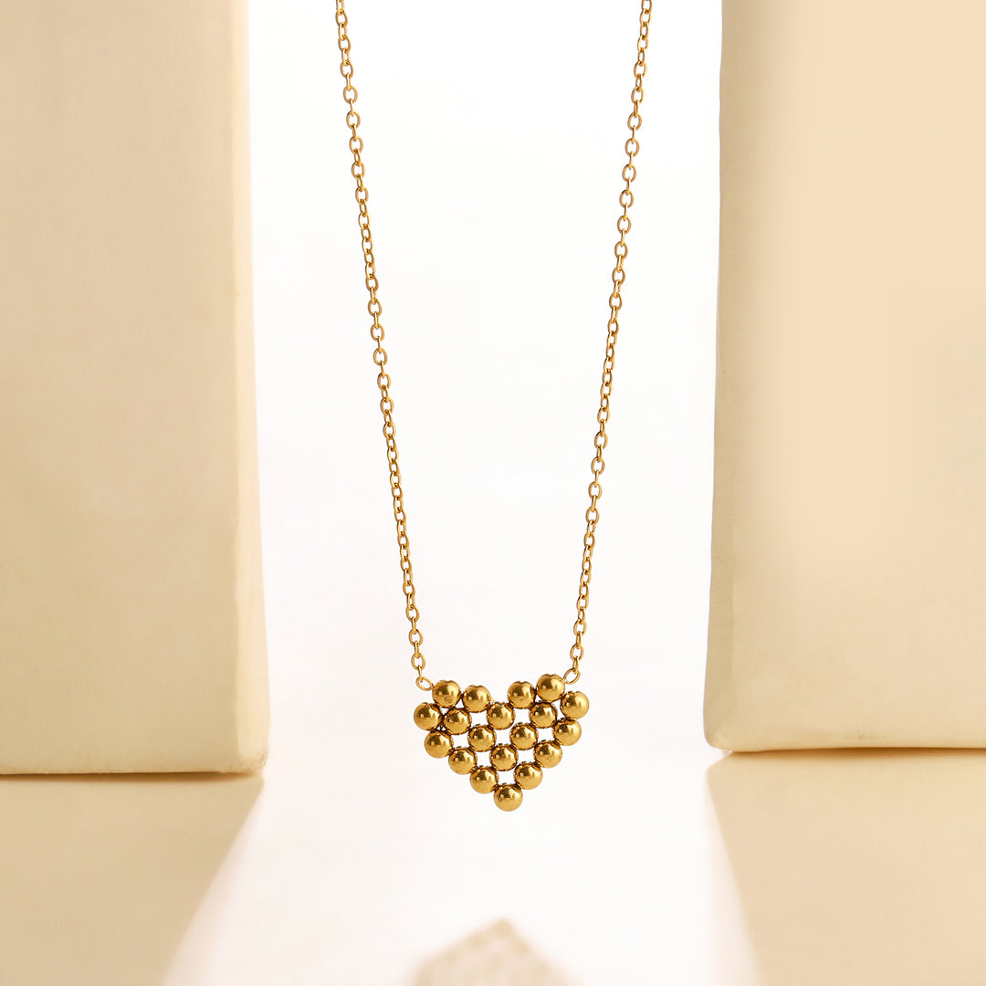 Pixilated Heart Gold Necklace