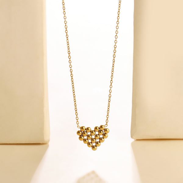 Pixilated Heart Gold Necklace