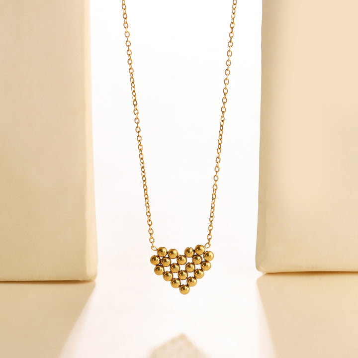 Pixilated Heart Gold Necklace
