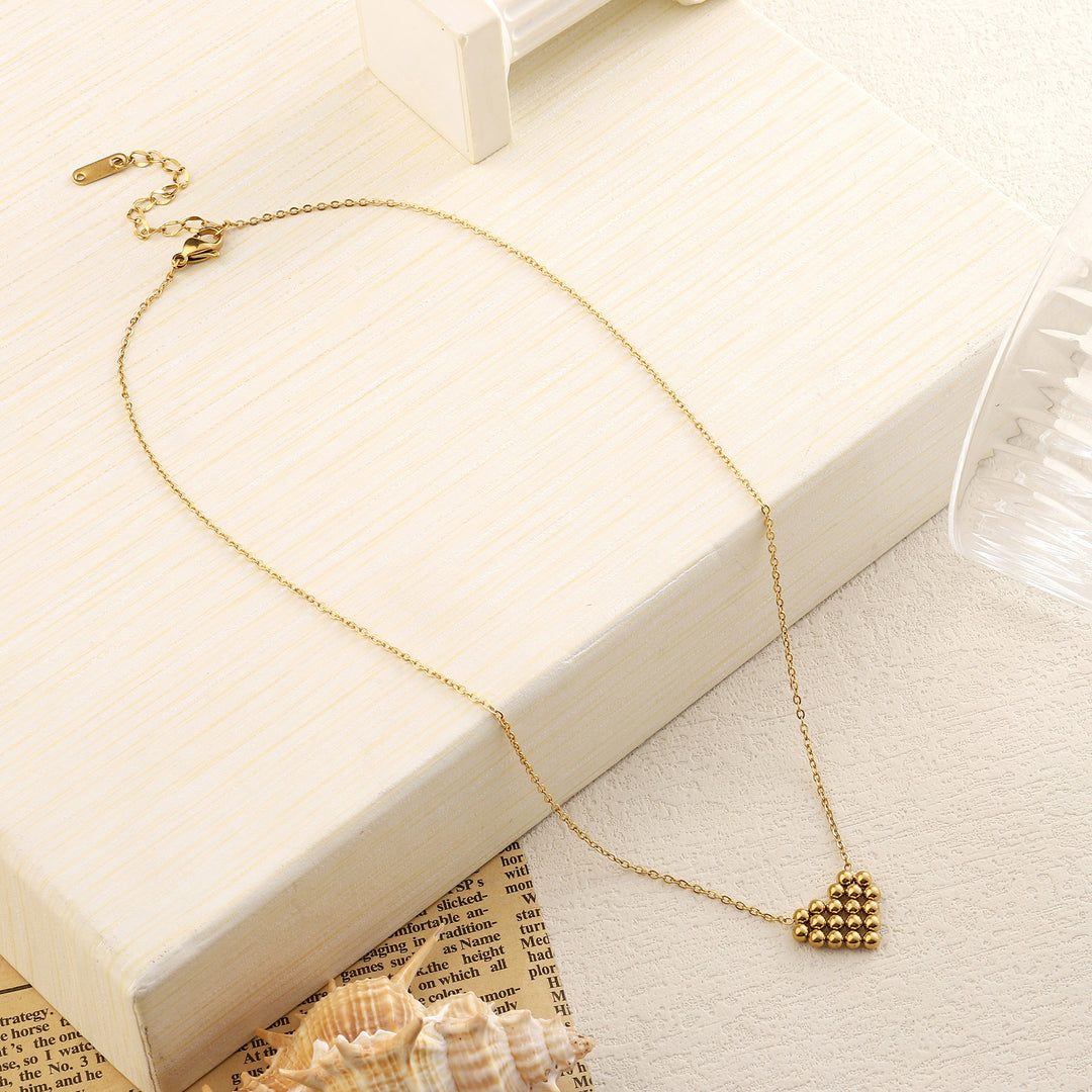 Pixilated Heart Gold Necklace