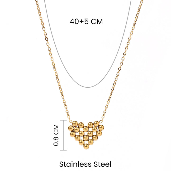Pixilated Heart Gold Necklace