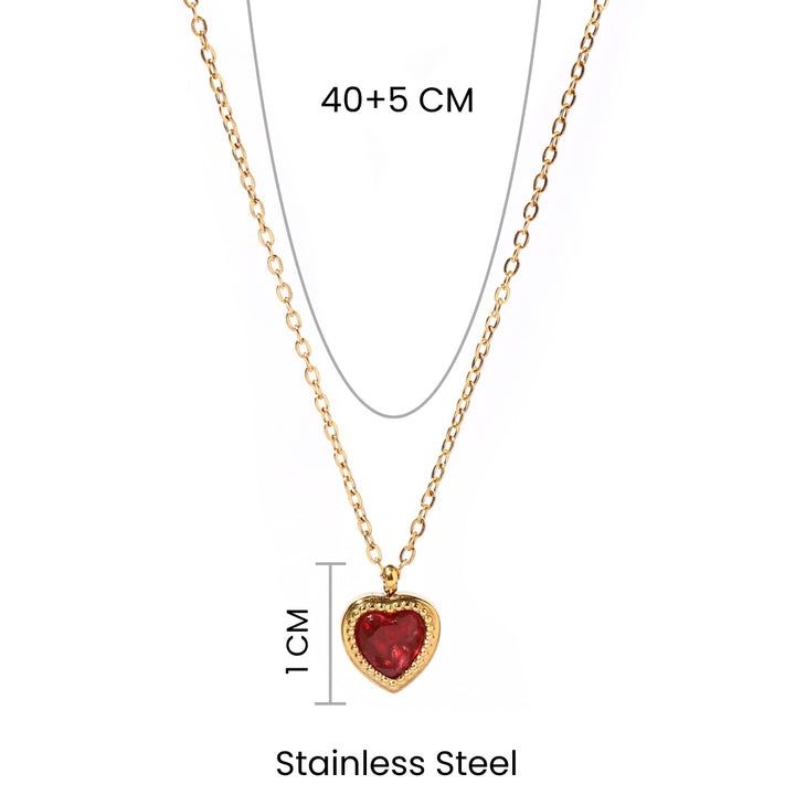 Red Heart Charm Gold Necklace