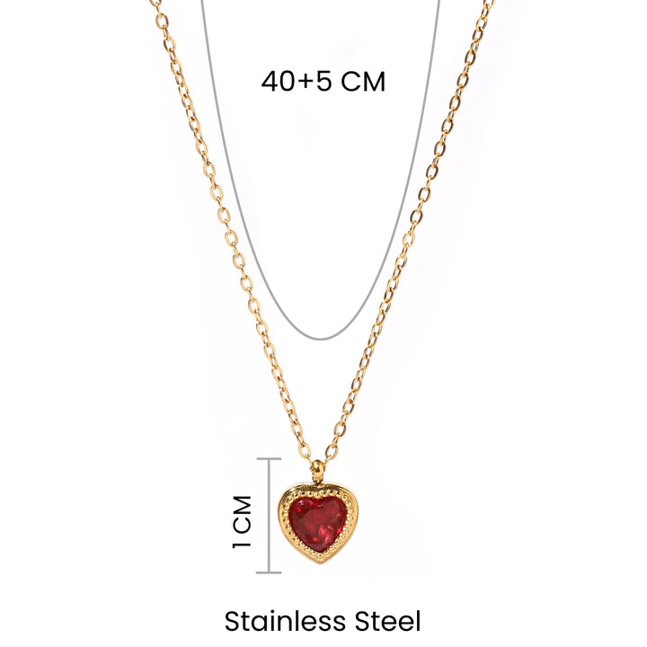 Red Heart Charm Gold Necklace - Salty Accessories