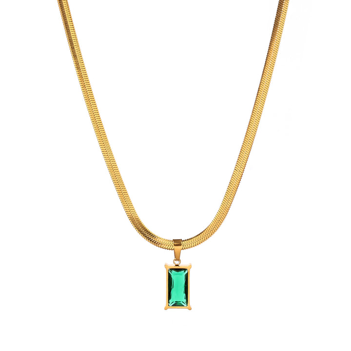 Emerald Stone Charm Gold Necklace - Salty Accessories