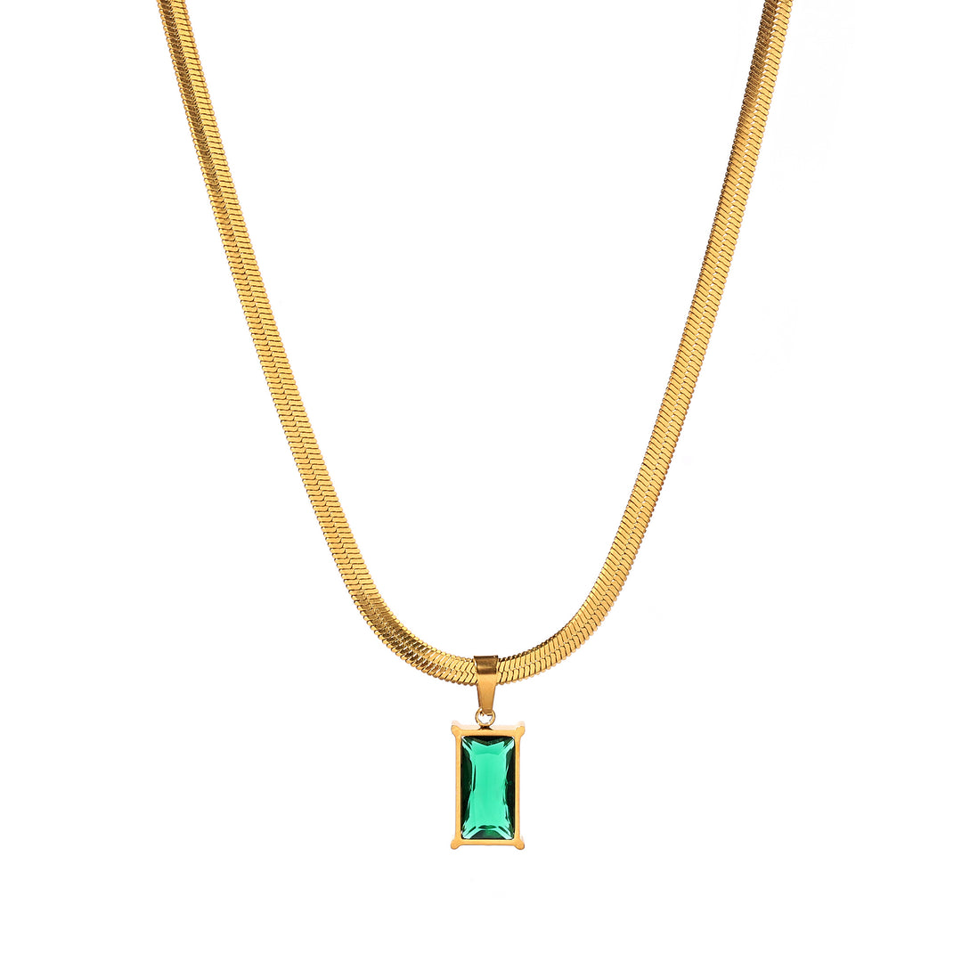 Emerald Stone Charm Gold Necklace