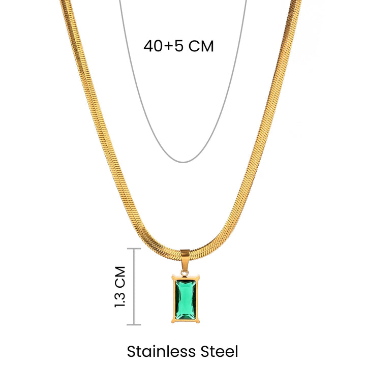 Emerald Stone Charm Gold Necklace - Salty Accessories