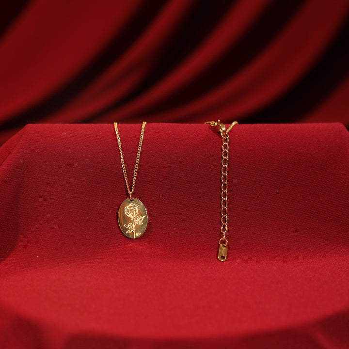 Rose Impression Charm Gold necklace With Valentine Box - Salty Accessories