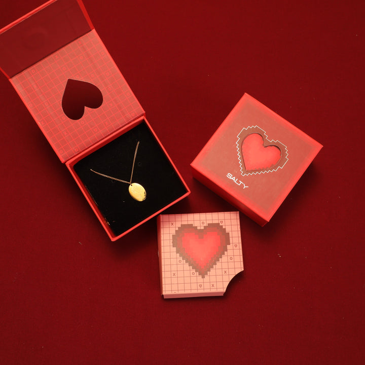 Rose Impression Charm Gold necklace With Valentine Box - Salty Accessories
