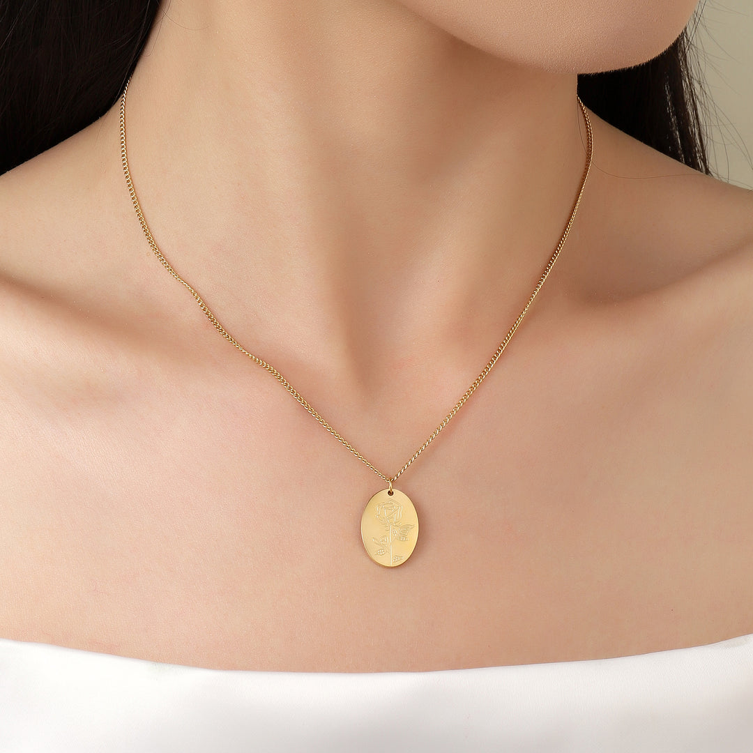 Rose Impression Charm Gold necklace - Salty Accessories